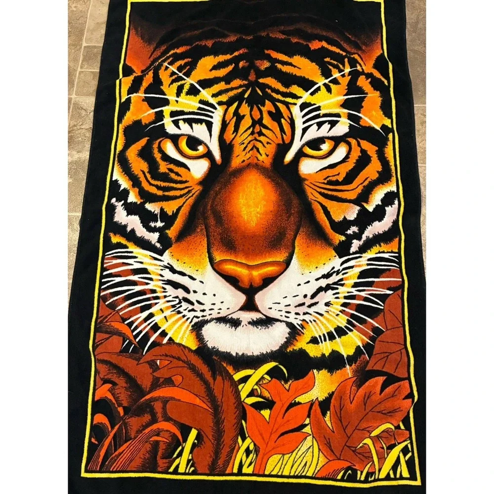 Vtg Large Tiger‎ Print Towel